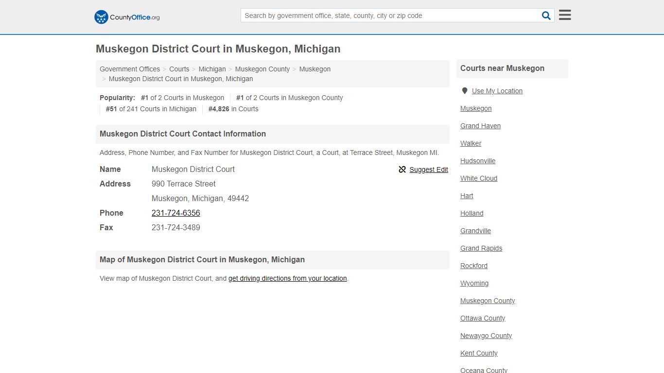 Muskegon District Court - Muskegon, MI (Address, Phone ...